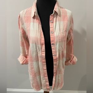 Pink & cream vintage flannel button down